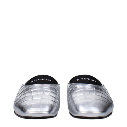 Gray Leather Slippers Sandals