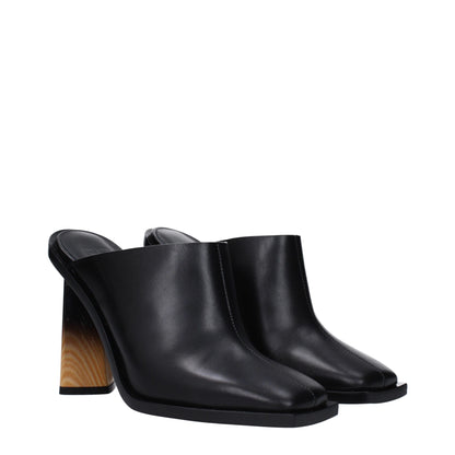 Black Leather Mules