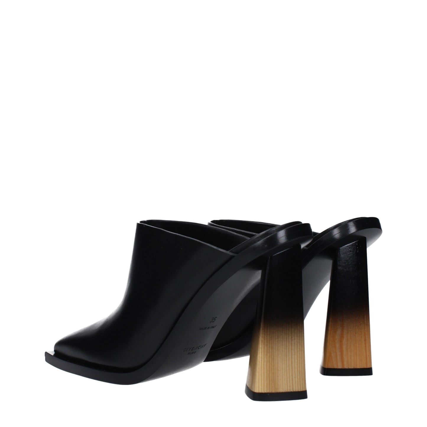 Black Leather Mules