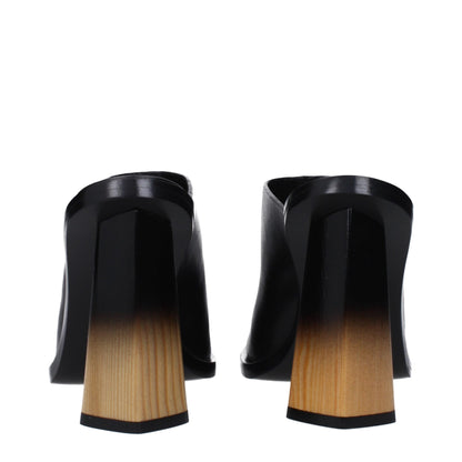 Black Leather Mules