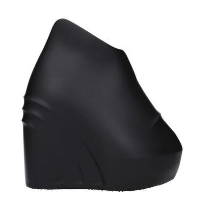 Black Cotton Wedges Sandals