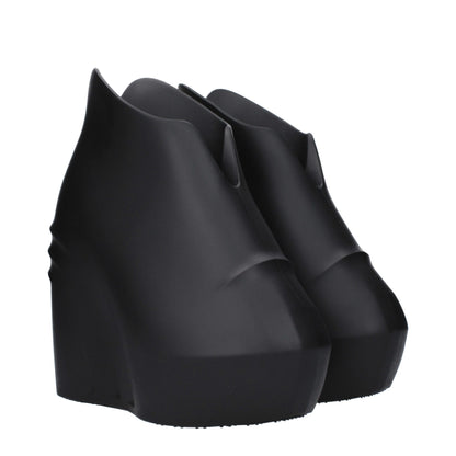 Black Cotton Wedges Sandals