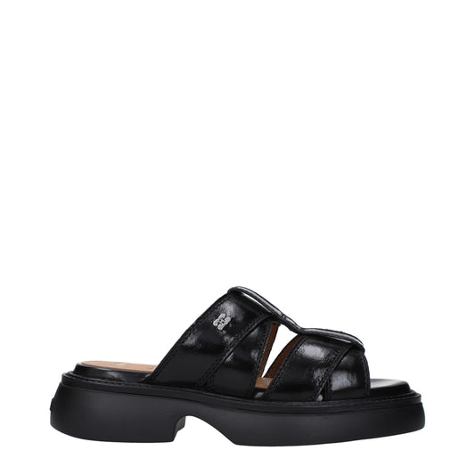 Black Fabric Slippers Sandals