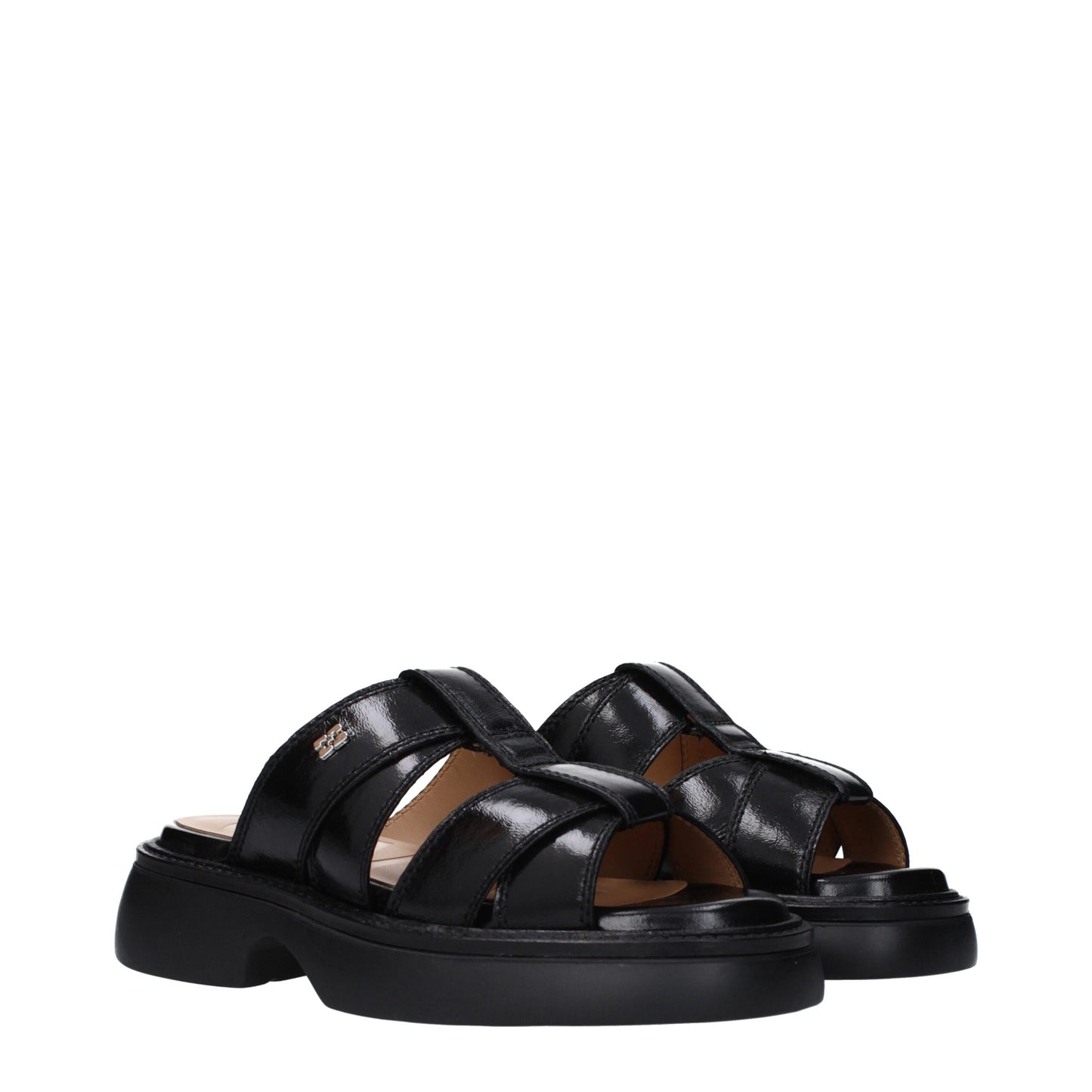 Black Fabric Slippers Sandals