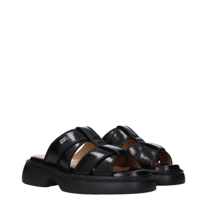Black Fabric Slippers Sandals