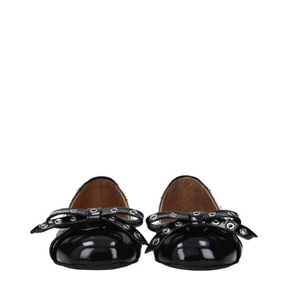 Black Leather Ballet Flats