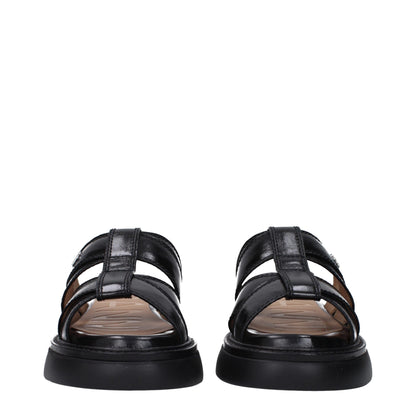 Black Fabric Slippers Sandals