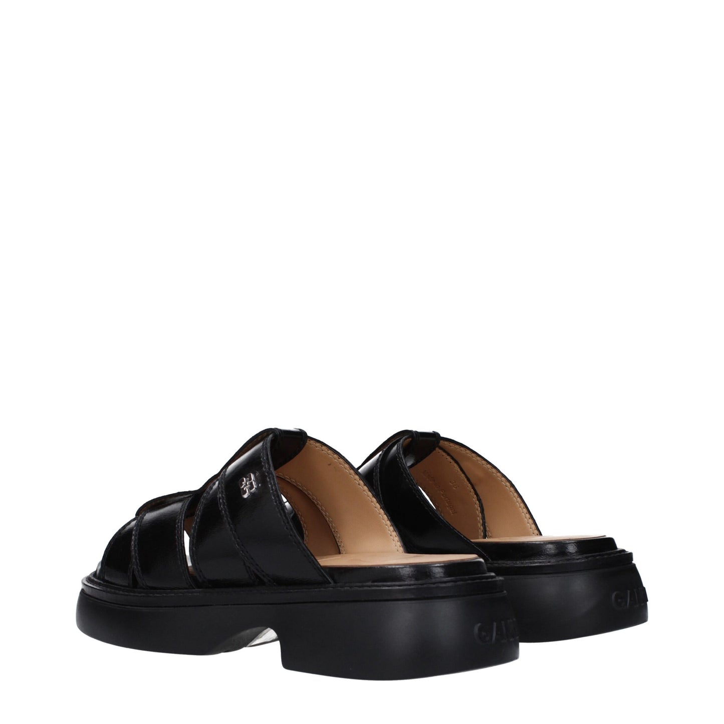 Black Fabric Slippers Sandals