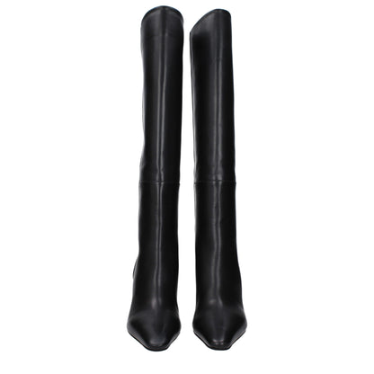 Black Leather High Heel Boots