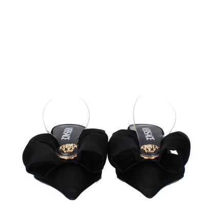 Black Satin Flat Sandals