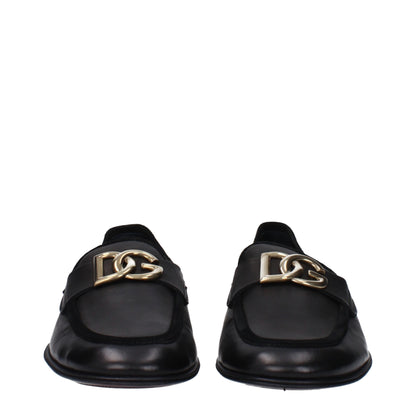 Black Leather Slip-On Loafers