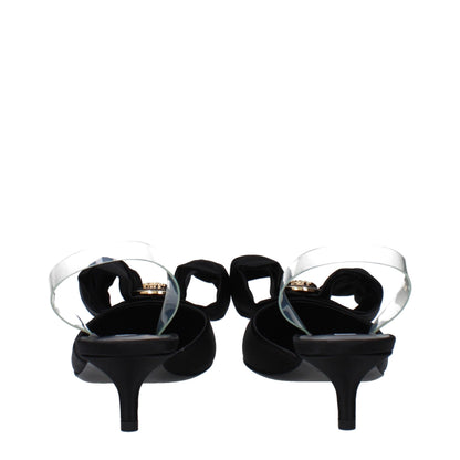 Black Satin Flat Sandals