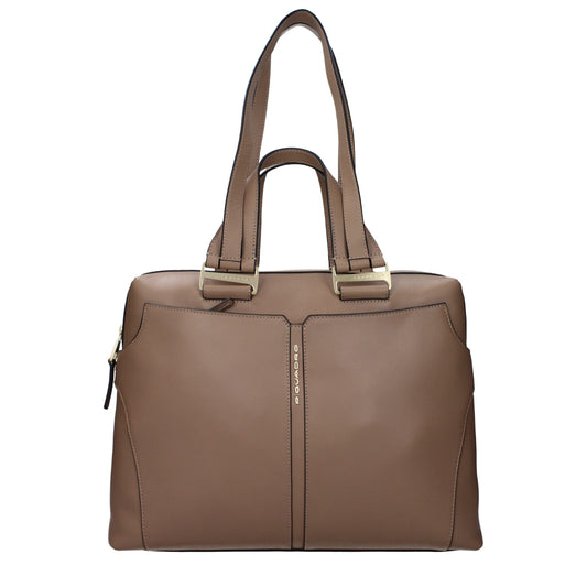 Gray Leather Business And Laptop Bags