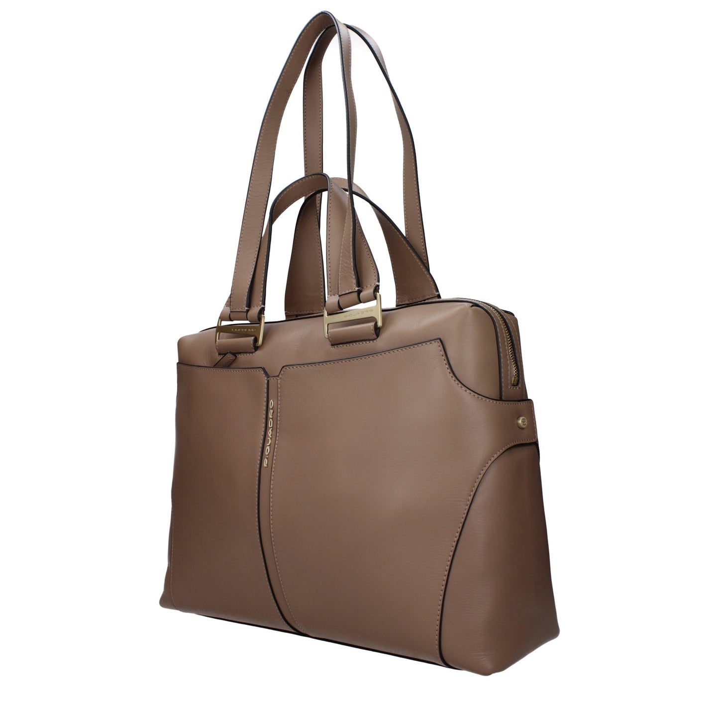 Gray Leather Business And Laptop Bags