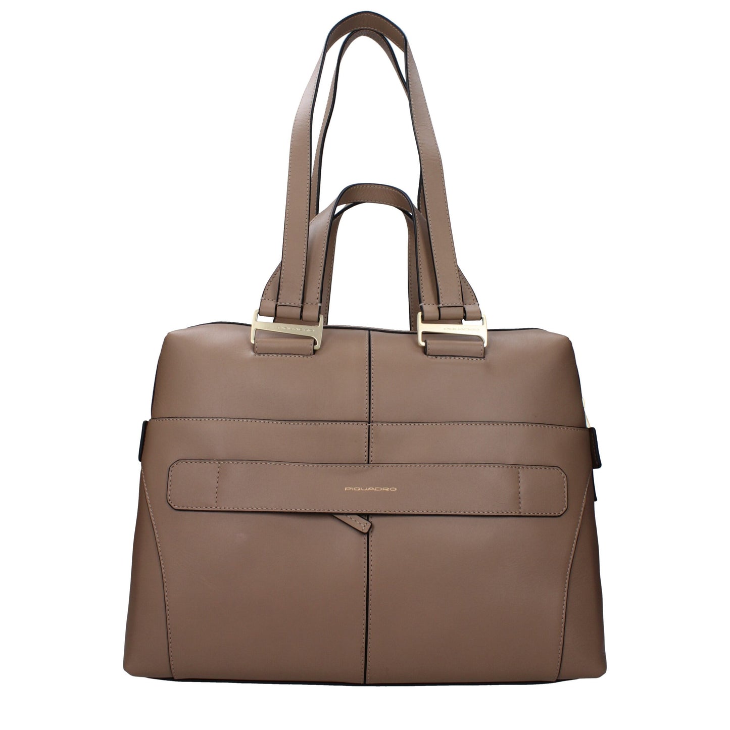 Gray Leather Business And Laptop Bags
