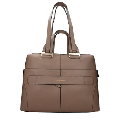 Gray Leather Business And Laptop Bags