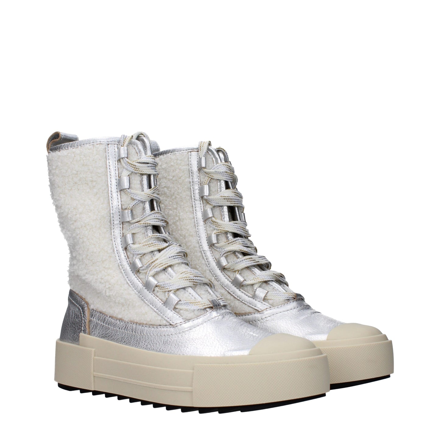 Gray Leather Ankle Boots