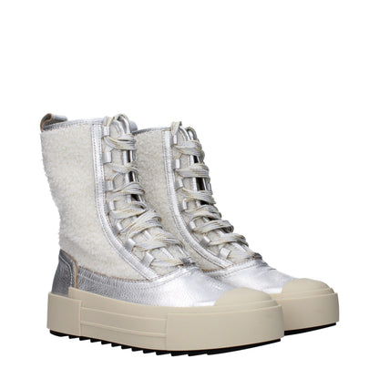 Gray Leather Ankle Boots