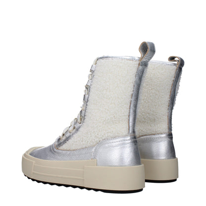 Gray Leather Ankle Boots