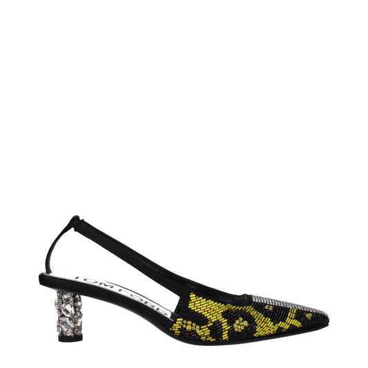 Yellow Satin Stiletto Heels Sandals