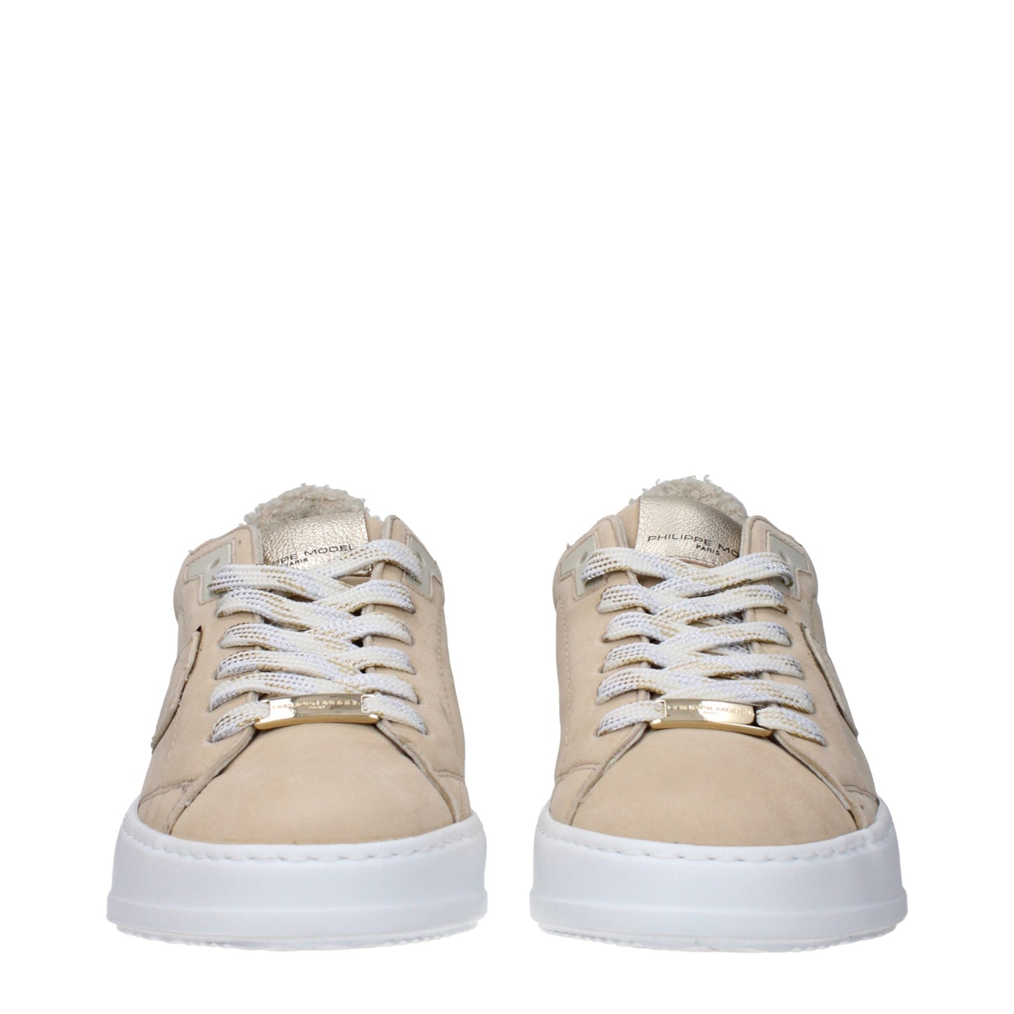 Beige Leather Low Tops