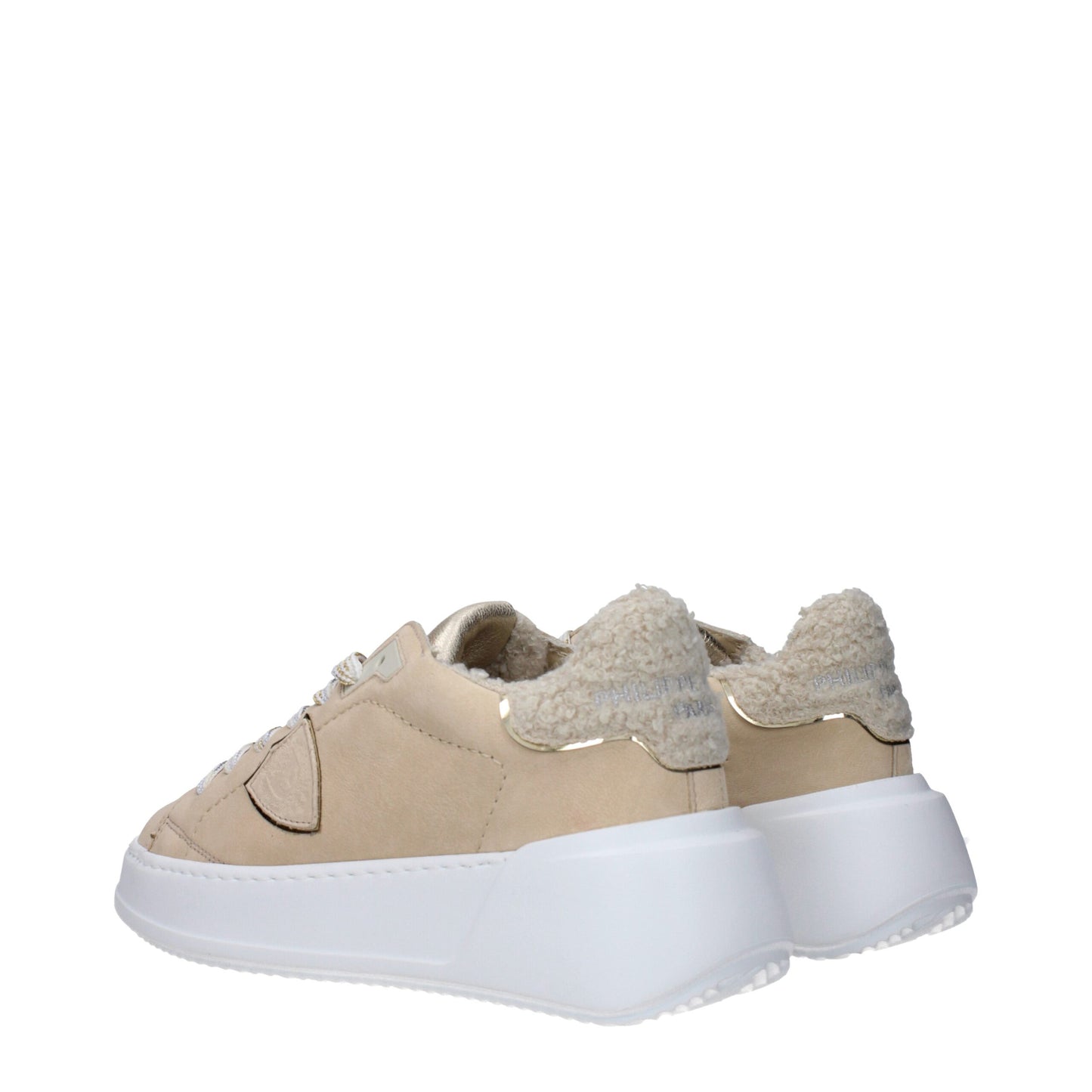 Beige Leather Low Tops
