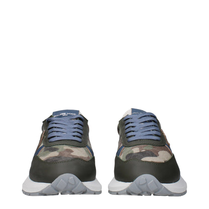 Green Fabric Athletic Sneakers