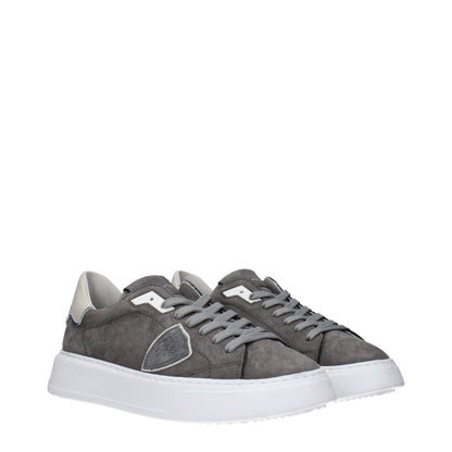 Gray Leather Sneakers