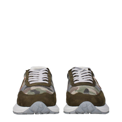 Green Fabric Chunky Sneakers
