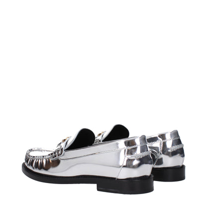 Gray Leather Slip-On Loafers