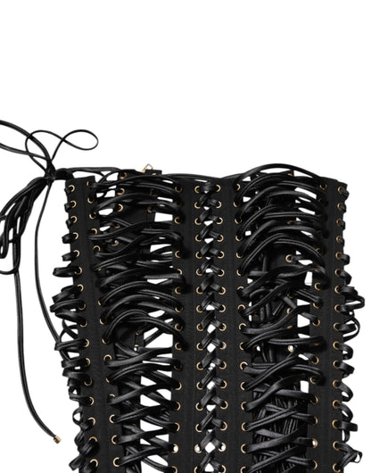Black Eyelet Embellished Corset Style Top