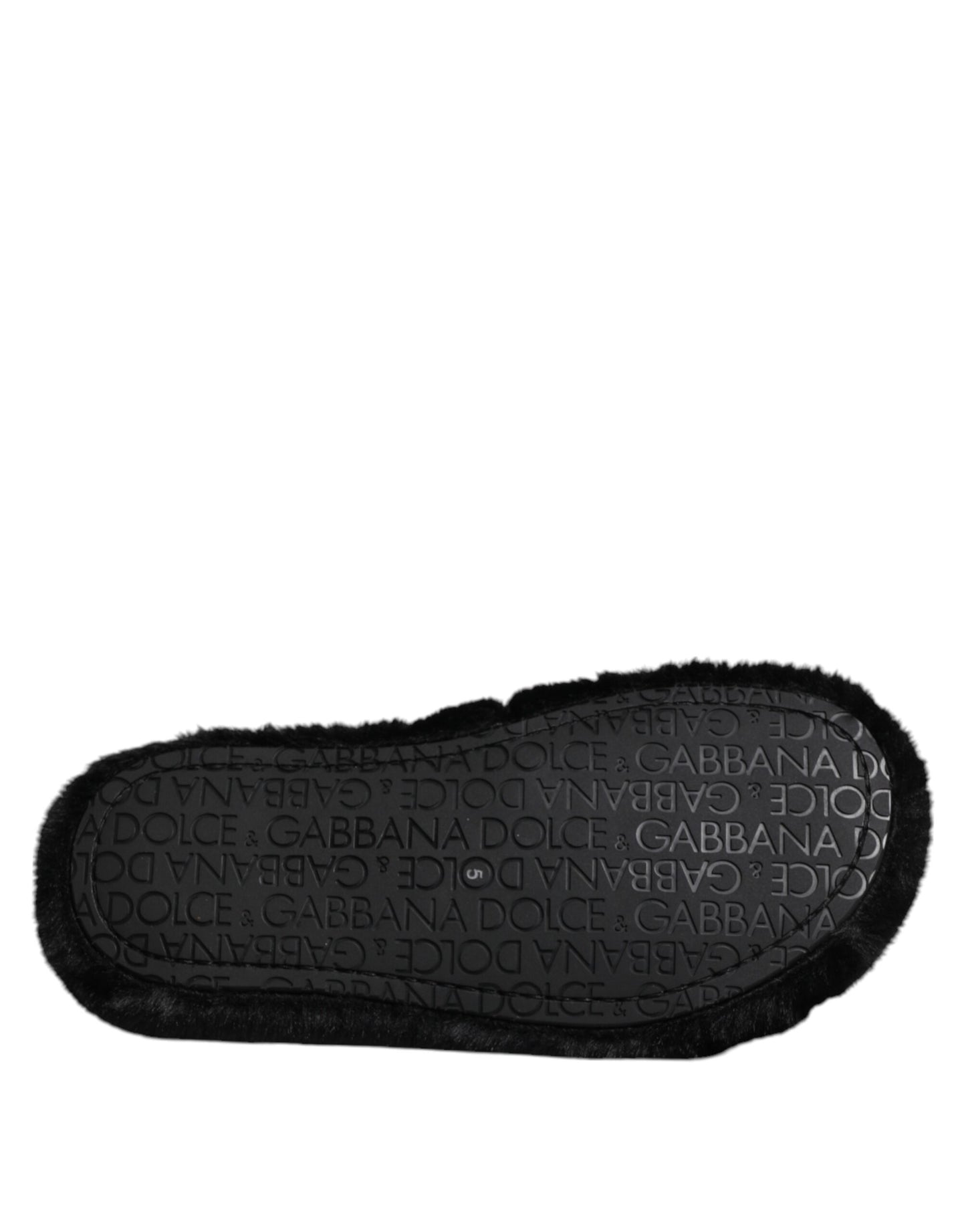 Black Faux Fur Flats Men Sandals Shoes