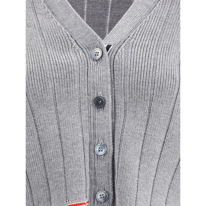 Ladder Full Needle Rib Stitch V Neck Car