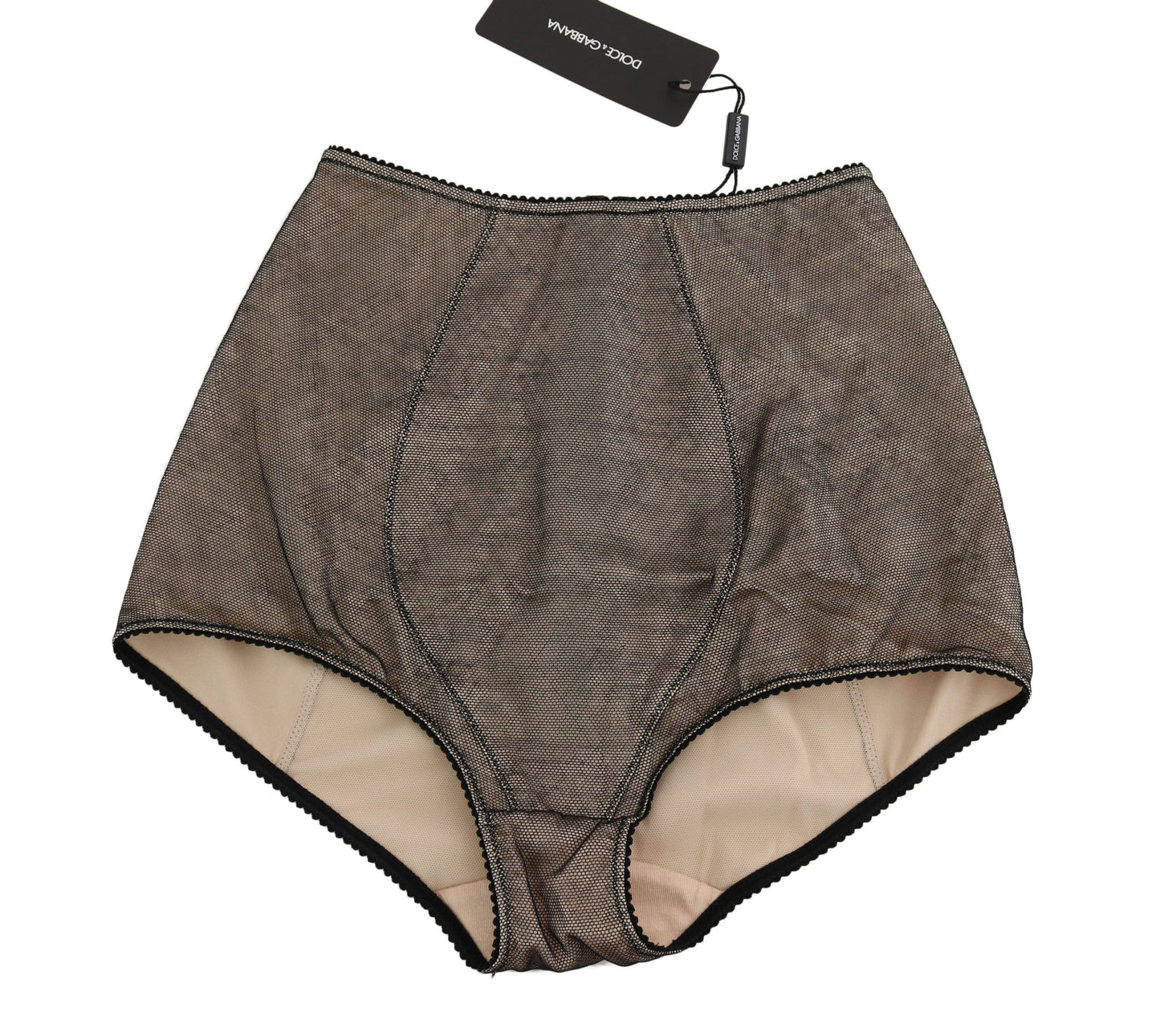 Ropa interior elegante de mezcla de algodón en red beige y negra