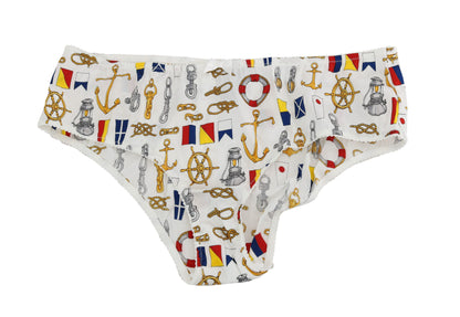 Ropa interior elegante para mujer con estampado marinero