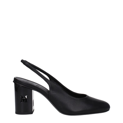 Black Leather High Heel Pumps