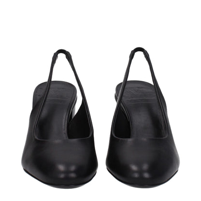 Black Leather High Heel Pumps