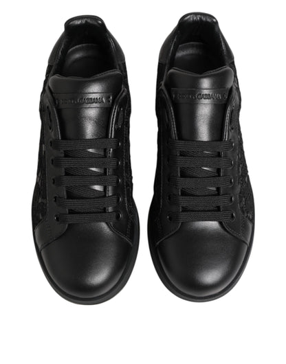 Black Floral Lace Low Top Sneakers Shoes