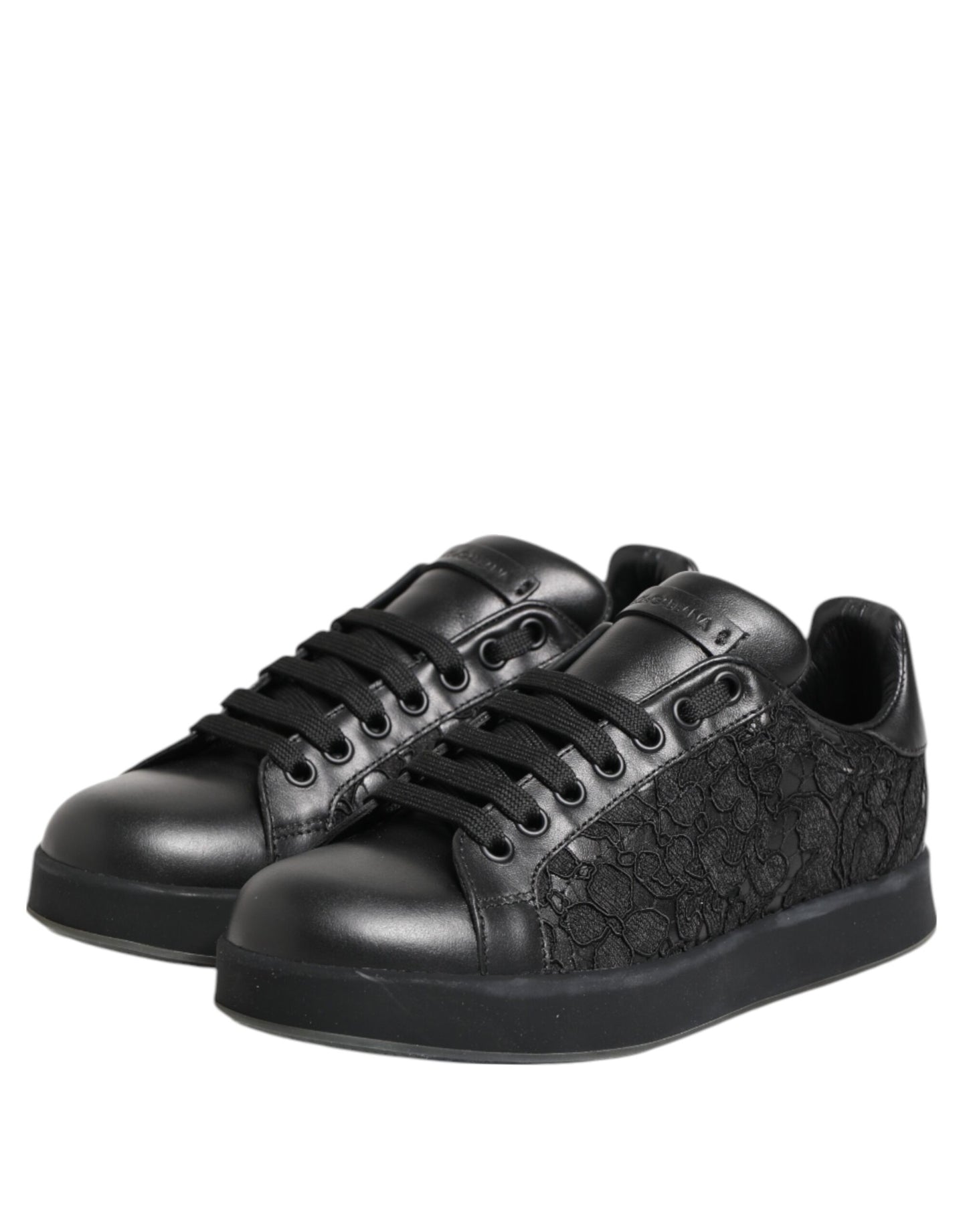 Black Floral Lace Low Top Sneakers Shoes