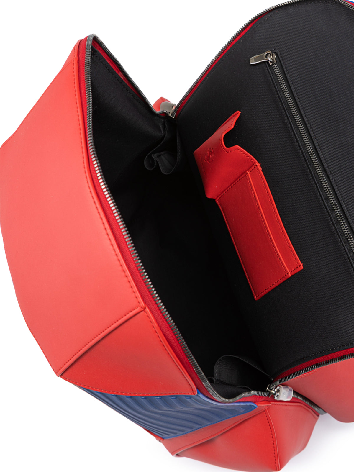 Red Leather Technical Backpack