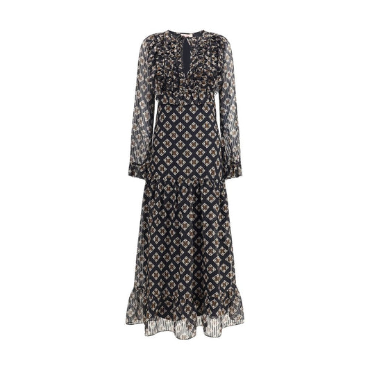 Silk long Dress with rouches