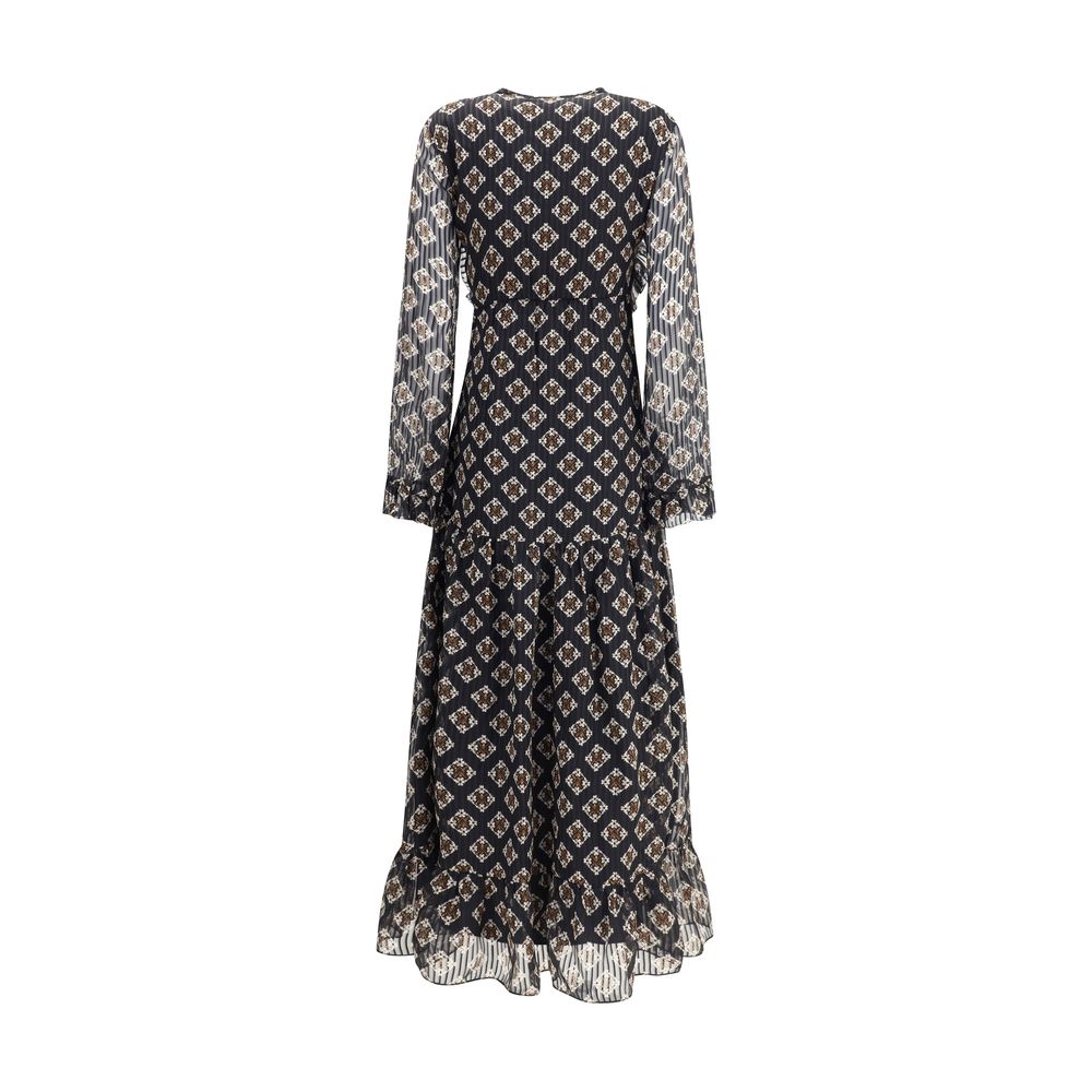 Silk long Dress with rouches