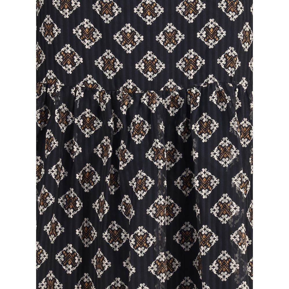 Silk long Dress with rouches