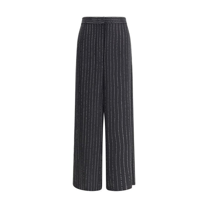 Wide-leg silk Pants with strass