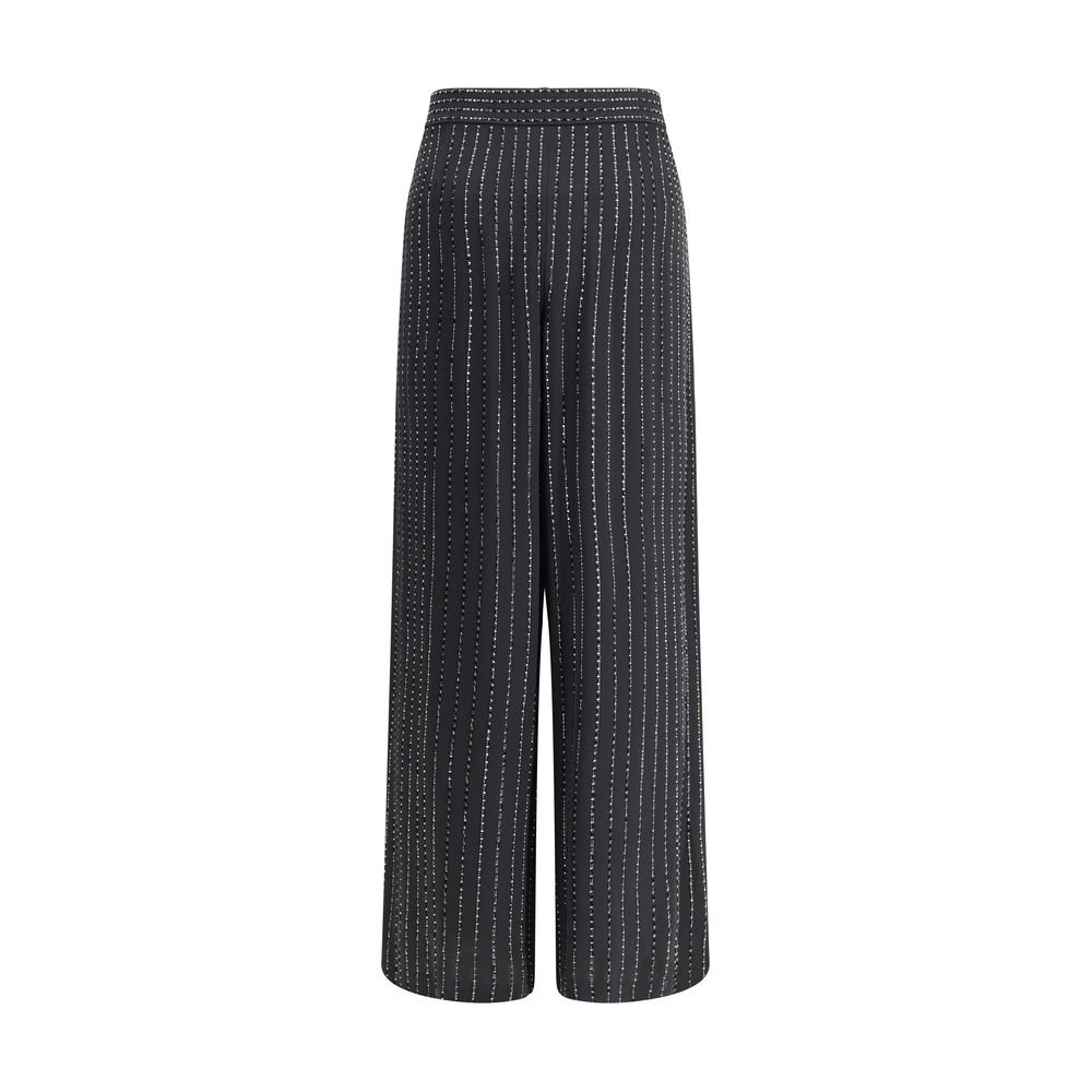 Wide-leg silk Pants with strass