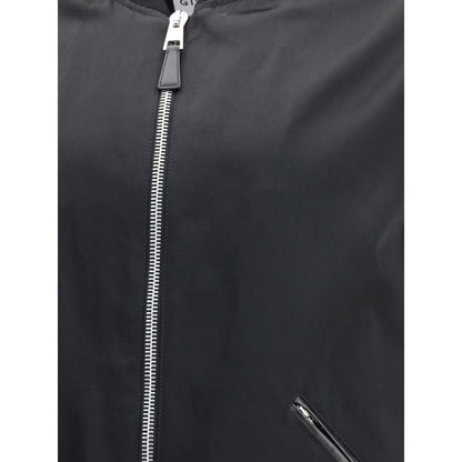 Leather and satin bomber Jacket