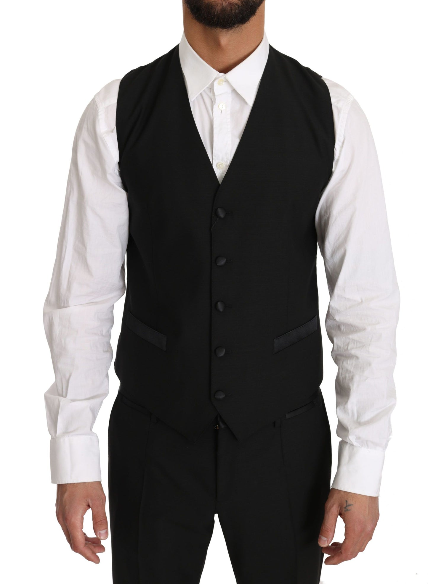Chaleco formal elegante de corte entallado negro