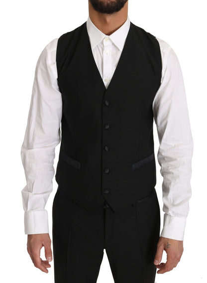 Chaleco formal elegante de corte entallado negro