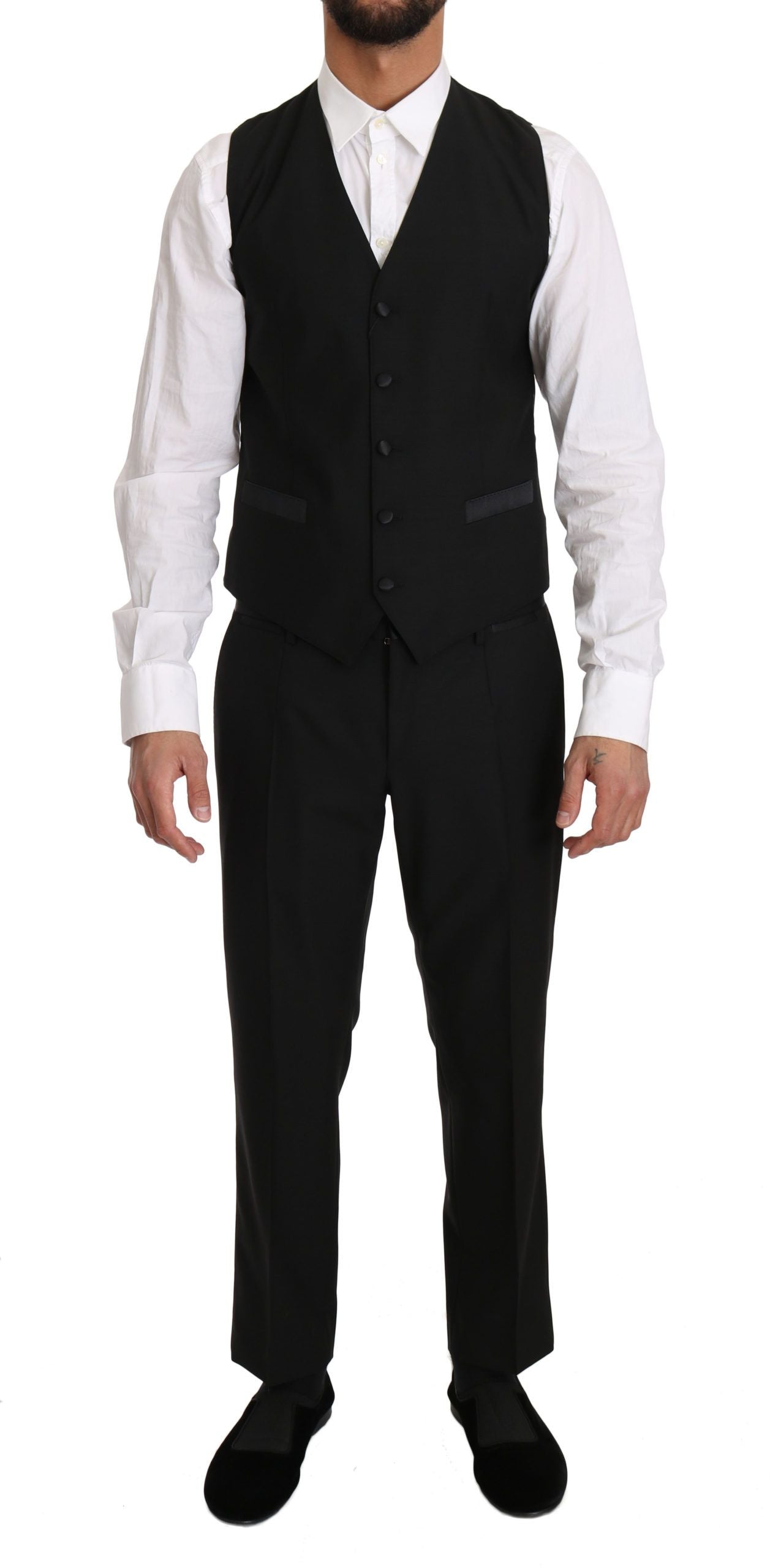 Chaleco formal elegante de corte entallado negro