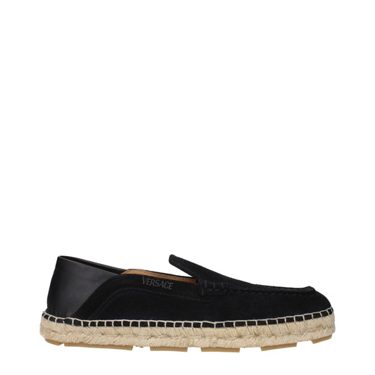 Black Leather Espadrilles